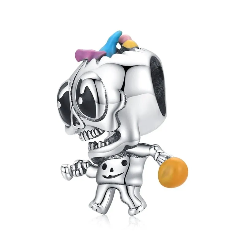 Skeleton Witch & Pumpkin Enamel Charms