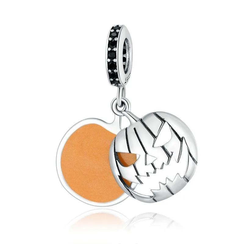 Skeleton Witch & Pumpkin Enamel Charms