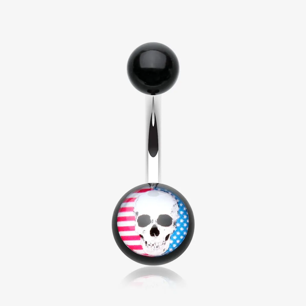 Skull Americana Acrylic Logo Belly Button Ring