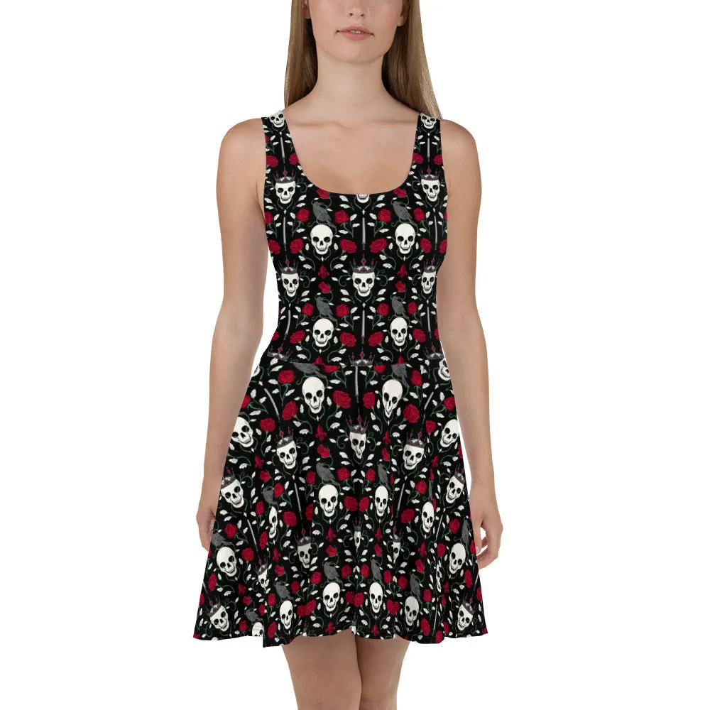 Skull & Rose Gothic Skater Dress