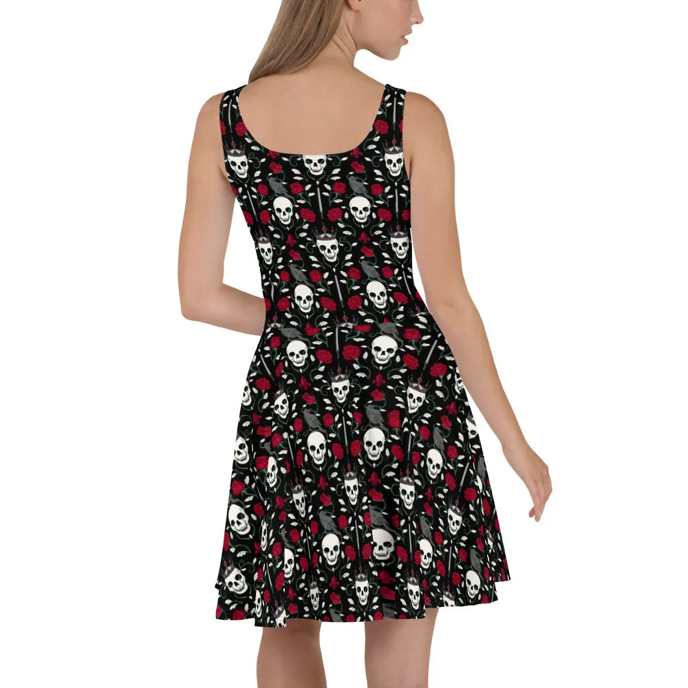 Skull & Rose Gothic Skater Dress