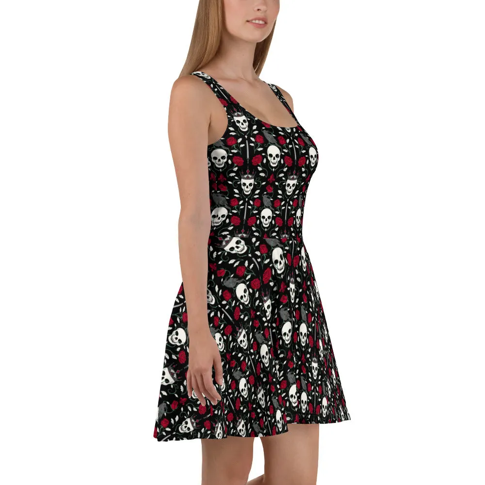 Skull & Rose Gothic Skater Dress