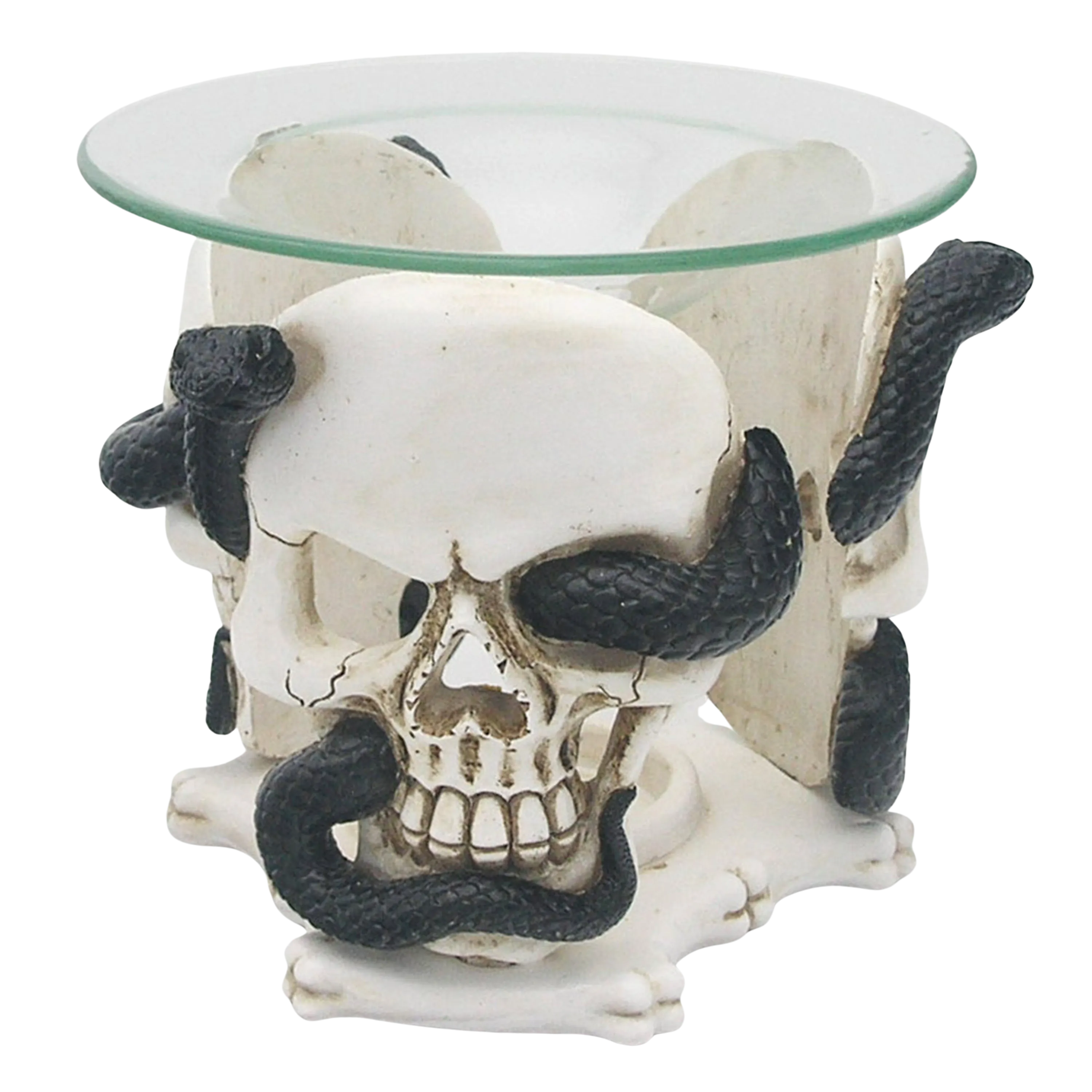 Skull and Serpent Resin Oil & Wax Burner with Glass Dish