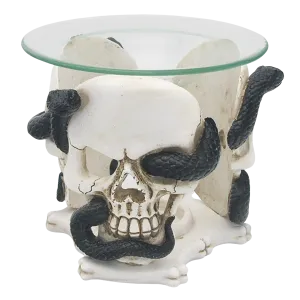 Skull and Serpent Resin Oil & Wax Burner with Glass Dish