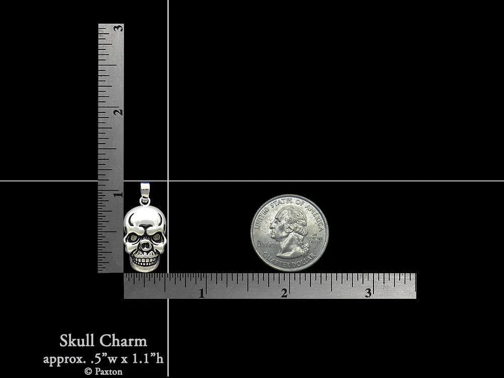 Skull Charm Necklace Sterling Silver