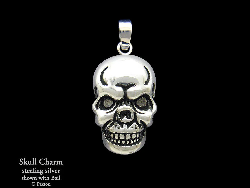 Skull Charm Necklace Sterling Silver