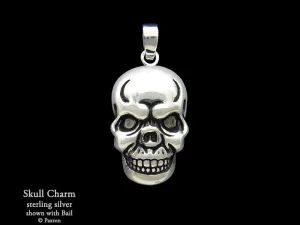 Skull Charm Necklace Sterling Silver