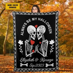 Skull Couple Personalized Blanket Gothic Skeleton Blanket