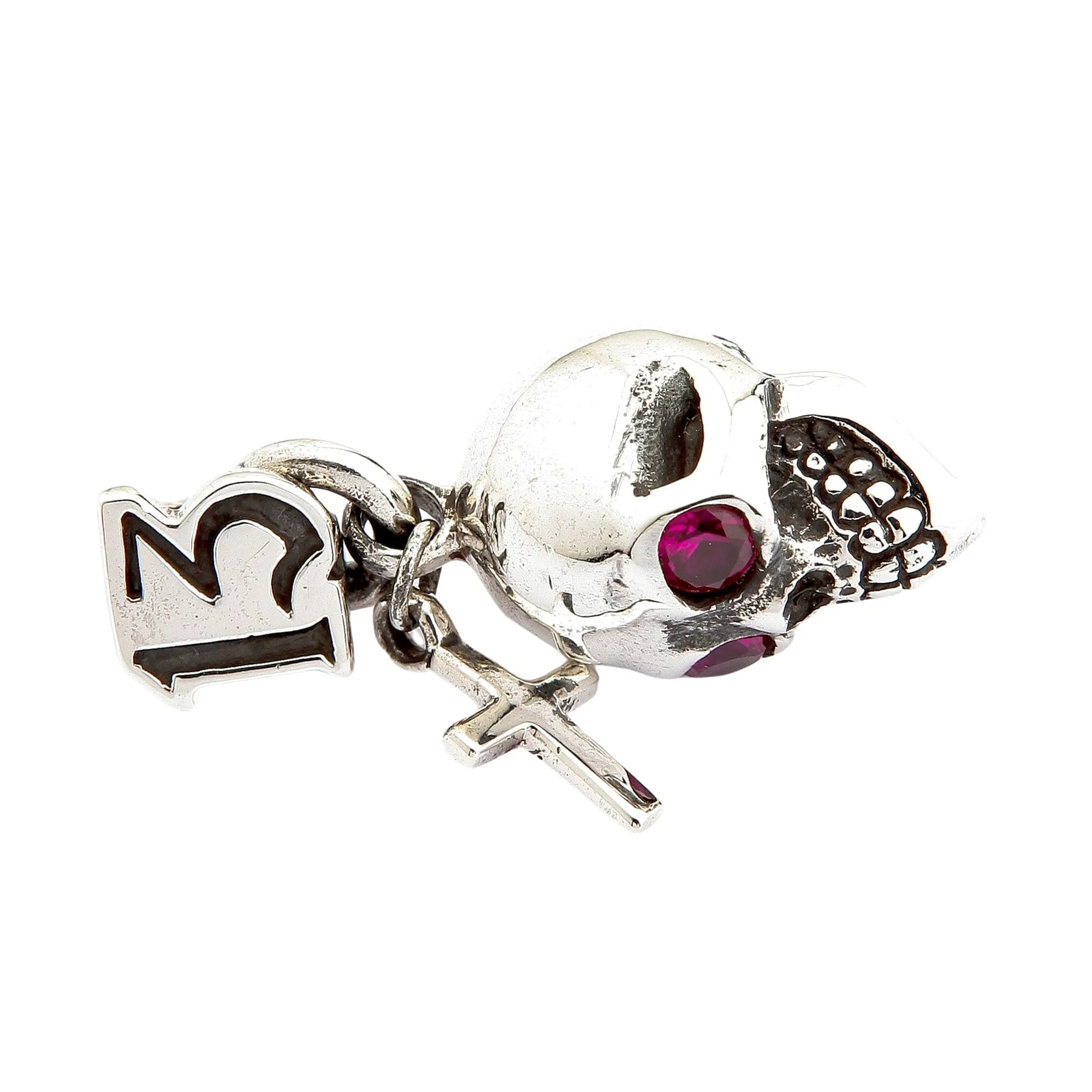 Skull Cross Sterling Silver Gothic Rocker Pendant