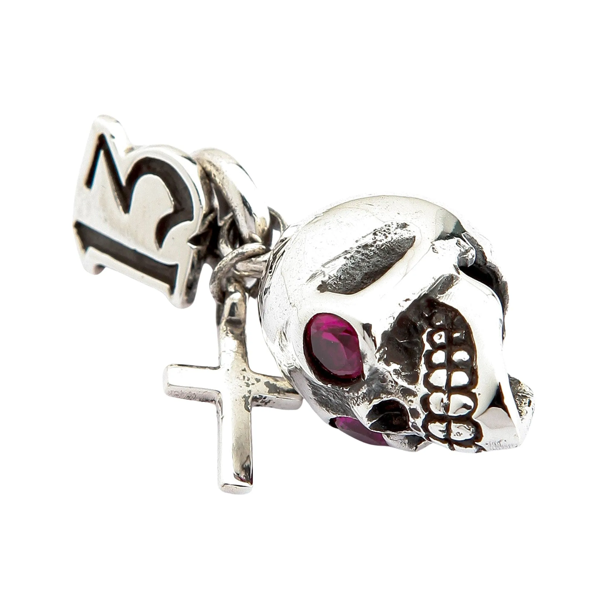 Skull Cross Sterling Silver Gothic Rocker Pendant