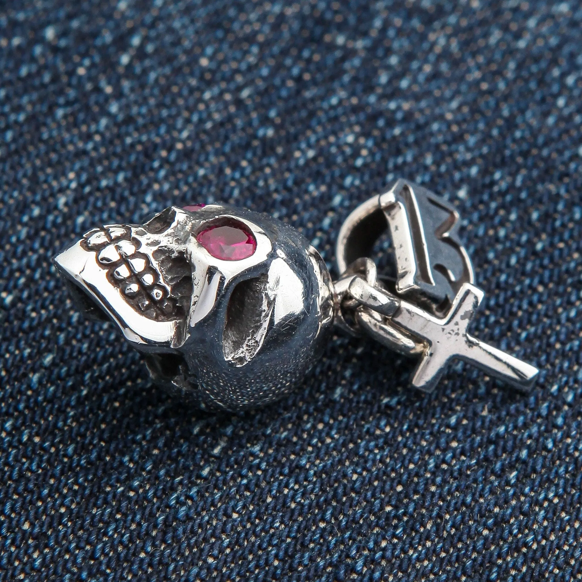 Skull Cross Sterling Silver Gothic Rocker Pendant