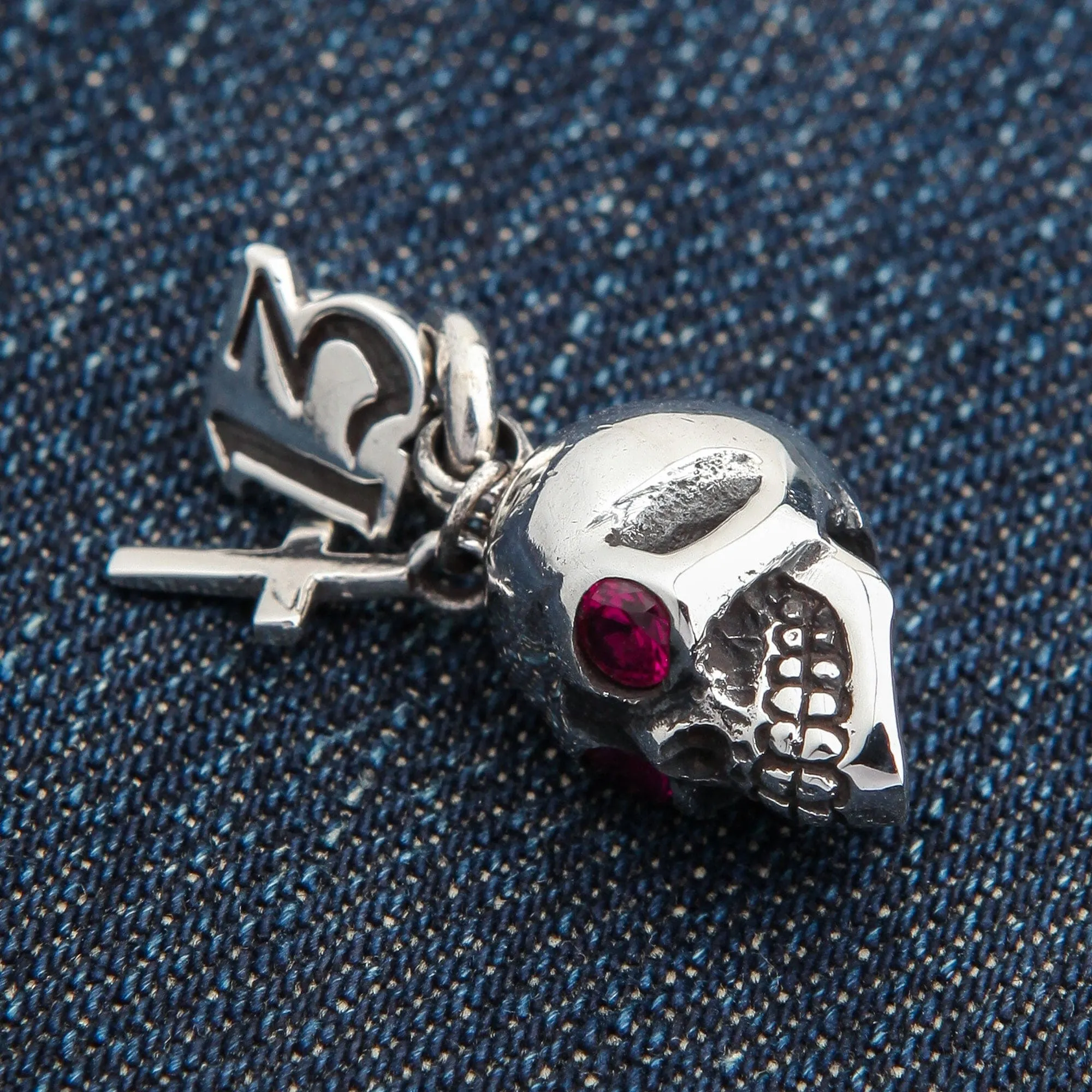 Skull Cross Sterling Silver Gothic Rocker Pendant