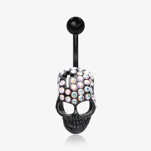 Skull Fury Multi-Gem Belly Button Ring