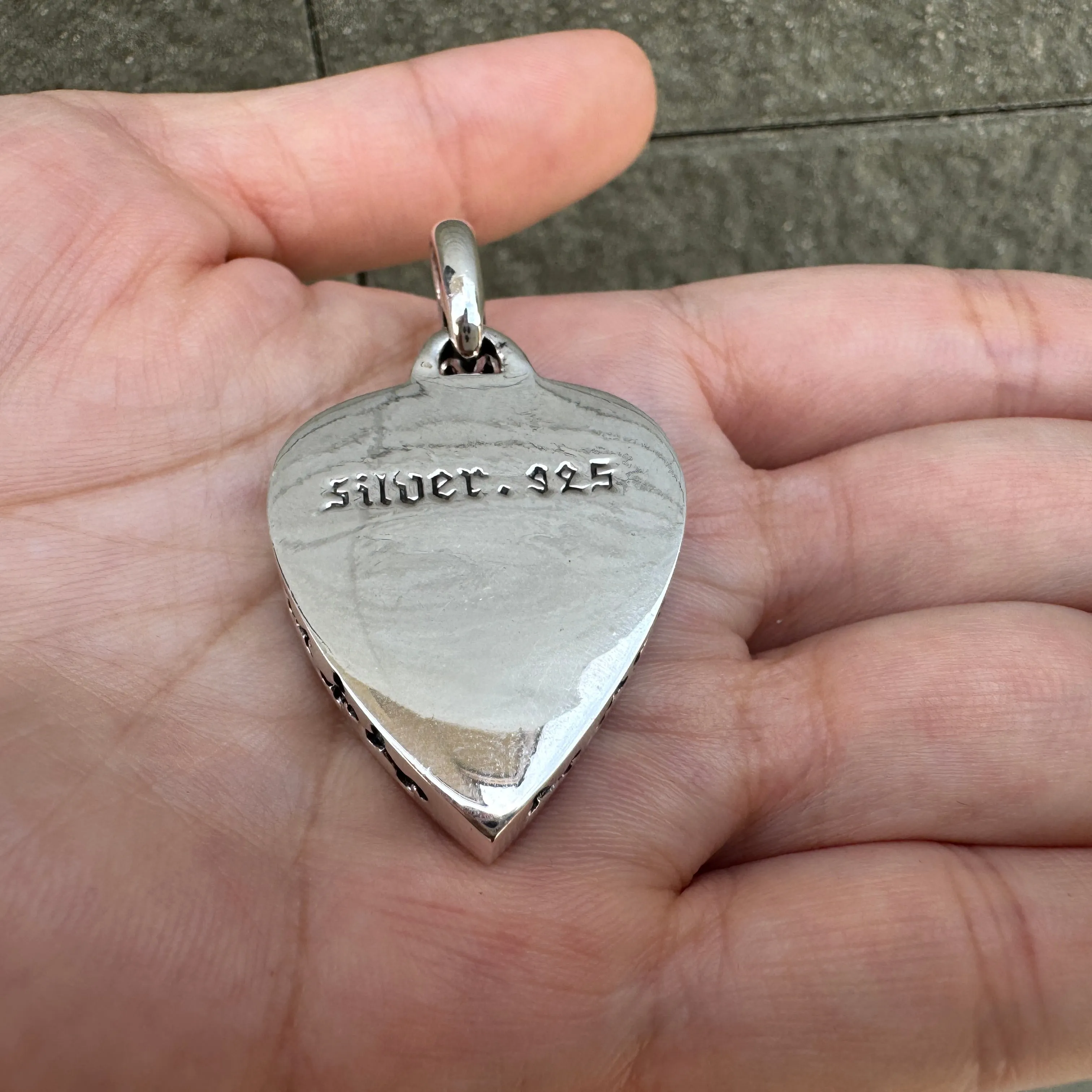 Skull Guitar Pick Holder Sterling Silver Pendant