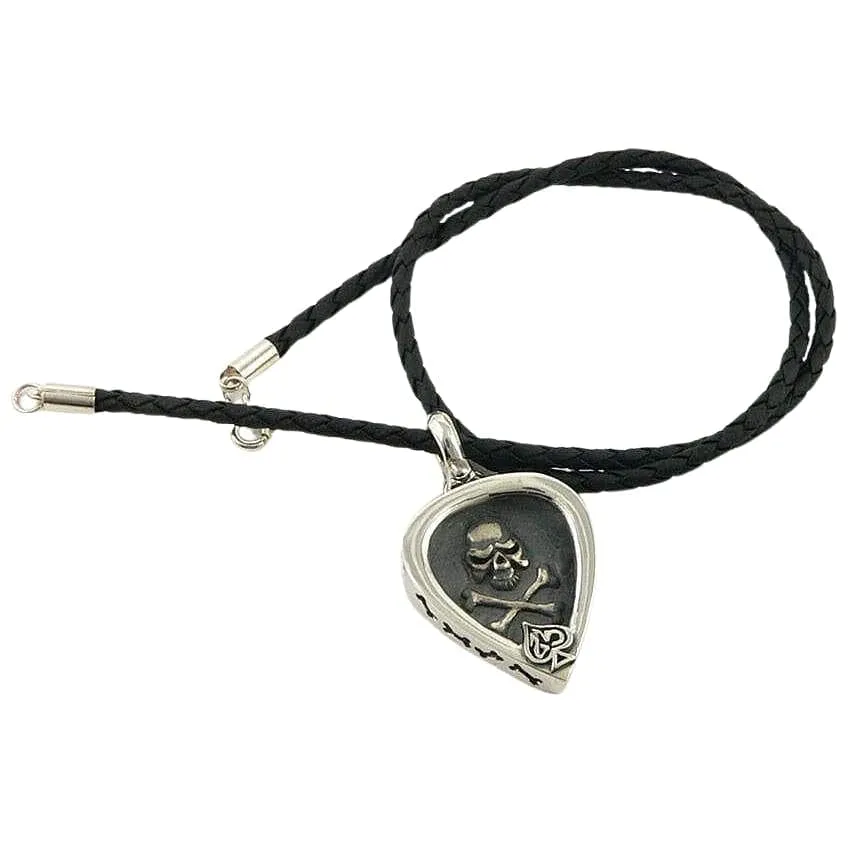 Skull Guitar Pick Holder Sterling Silver Pendant