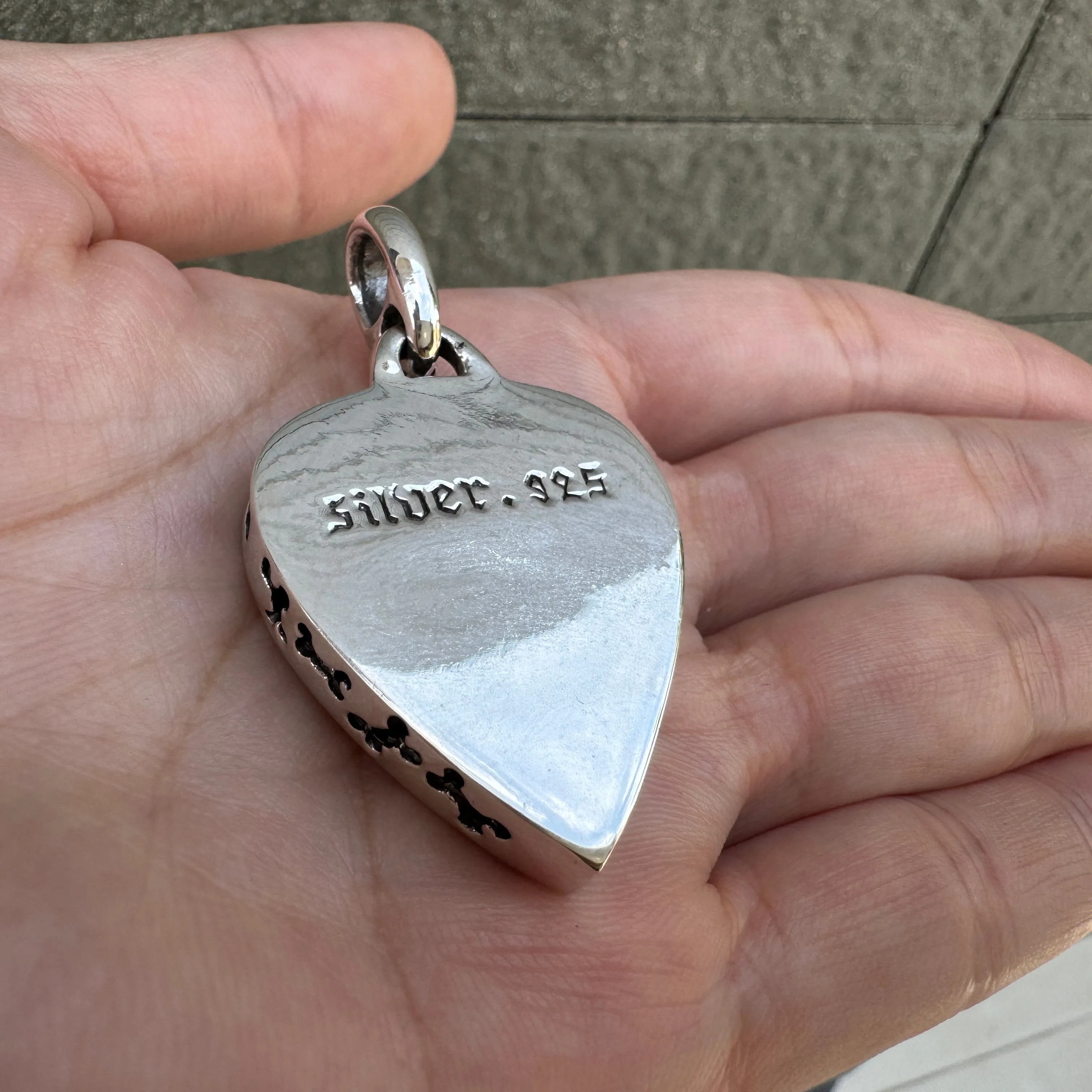 Skull Guitar Pick Holder Sterling Silver Pendant
