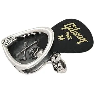Skull Guitar Pick Holder Sterling Silver Pendant
