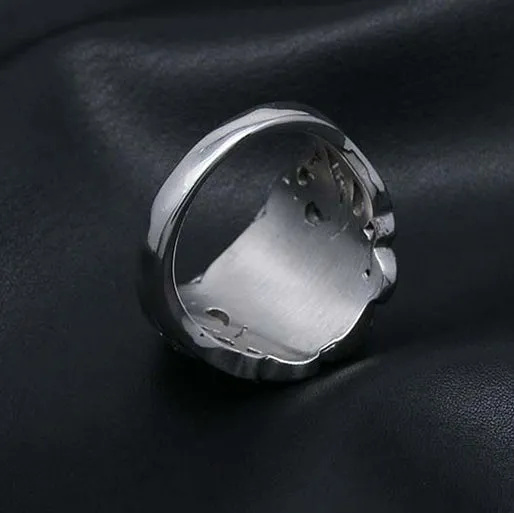 Skull Rose Silver Ring