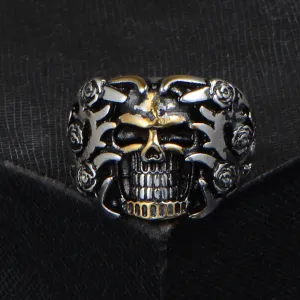 Skull Rose Silver Ring