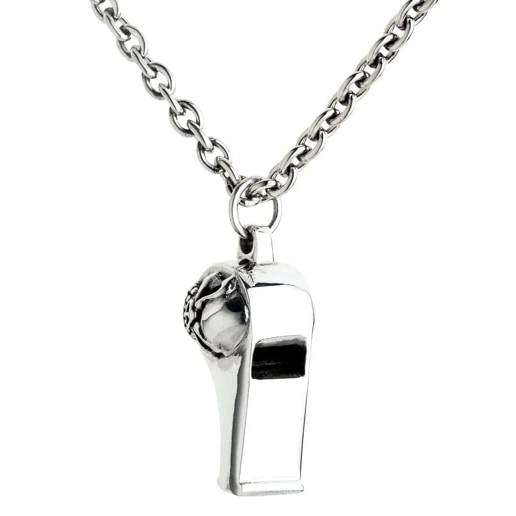 Skull Sterling Silver Whistle Pendant Necklace