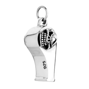 Skull Sterling Silver Whistle Pendant Necklace