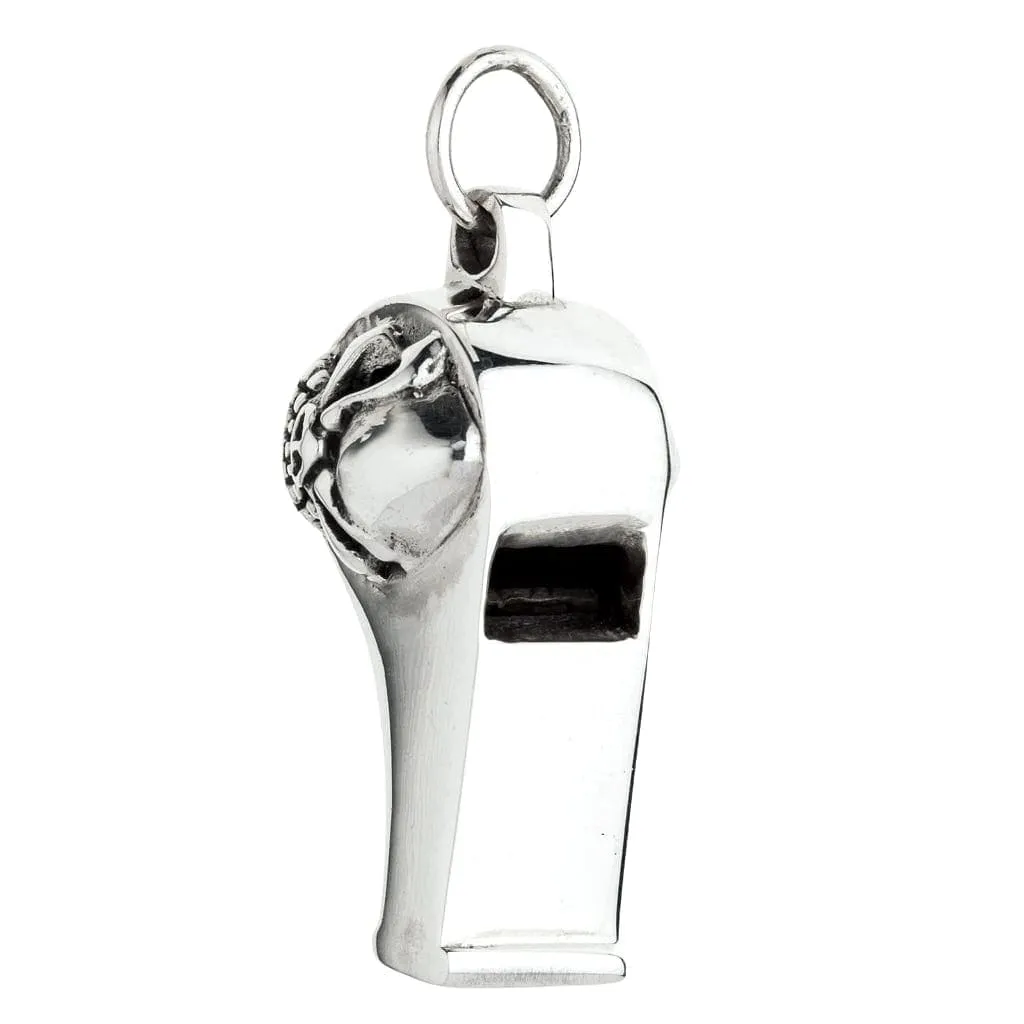Skull Sterling Silver Whistle Pendant Necklace
