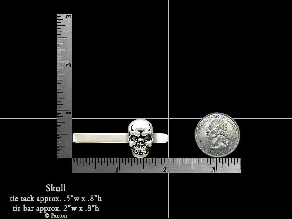 Skull Tie Tack or Skull Tie Bar / Tie Clip Sterling Silver