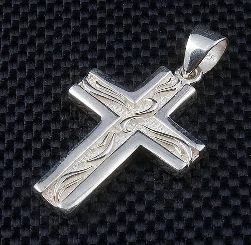 Small Sterling Silver Iced Cross Pendant