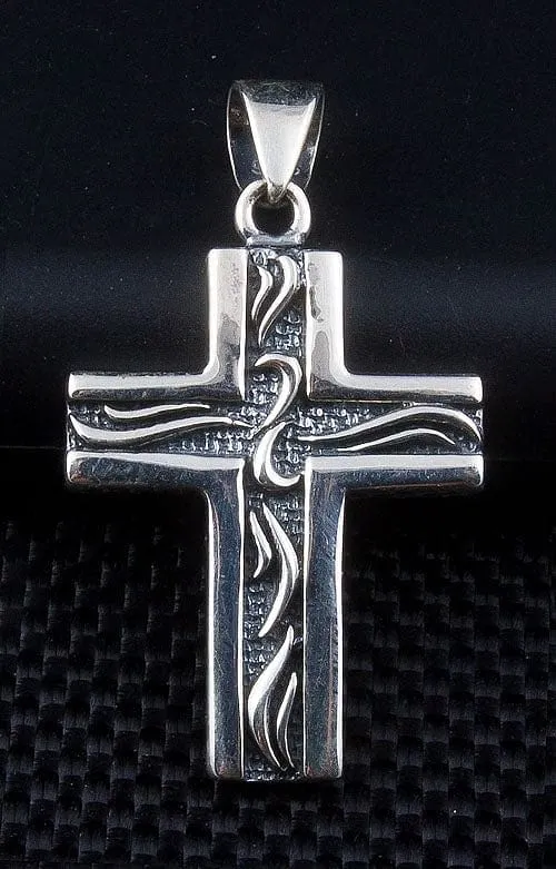 Small Sterling Silver Tribal Cross Pendant