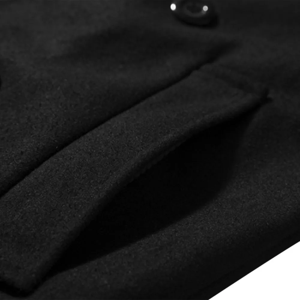 Solid Color Long Woolen Coat Casual Business Jacket Outwear for Men
