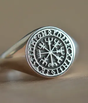 Solid Gold Custom Made Viking Vegvisir Ring