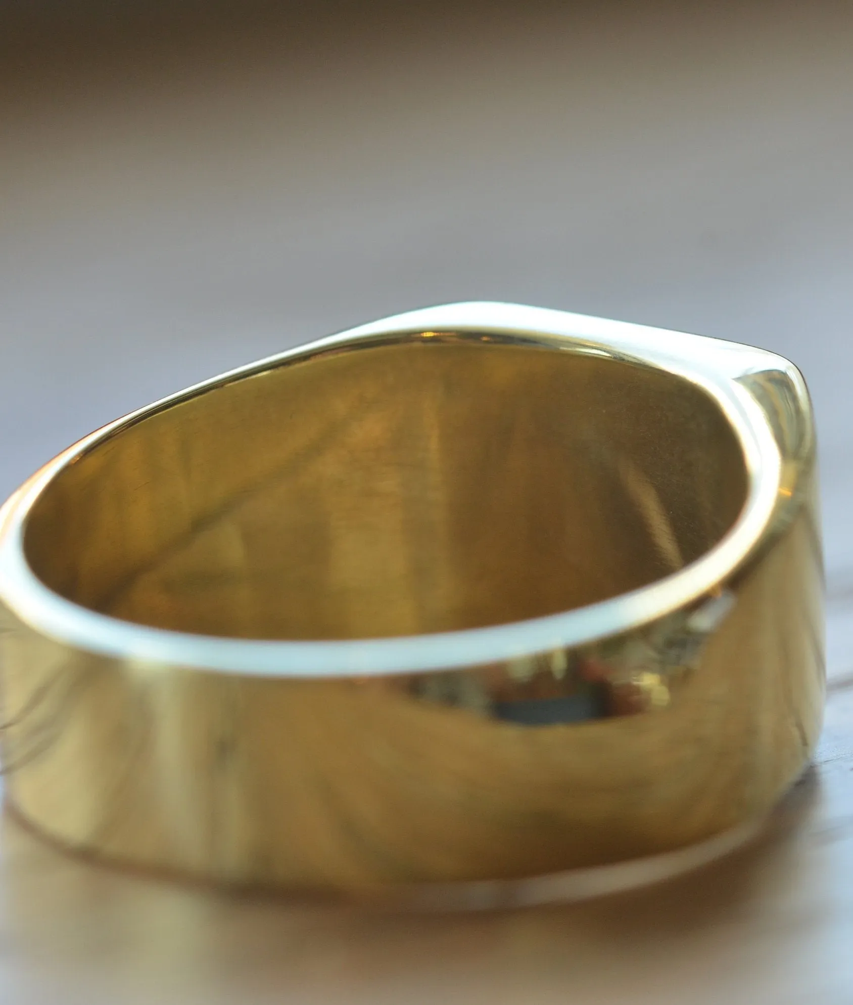 Solid Gold Personalized Square Coat of Arms Ring