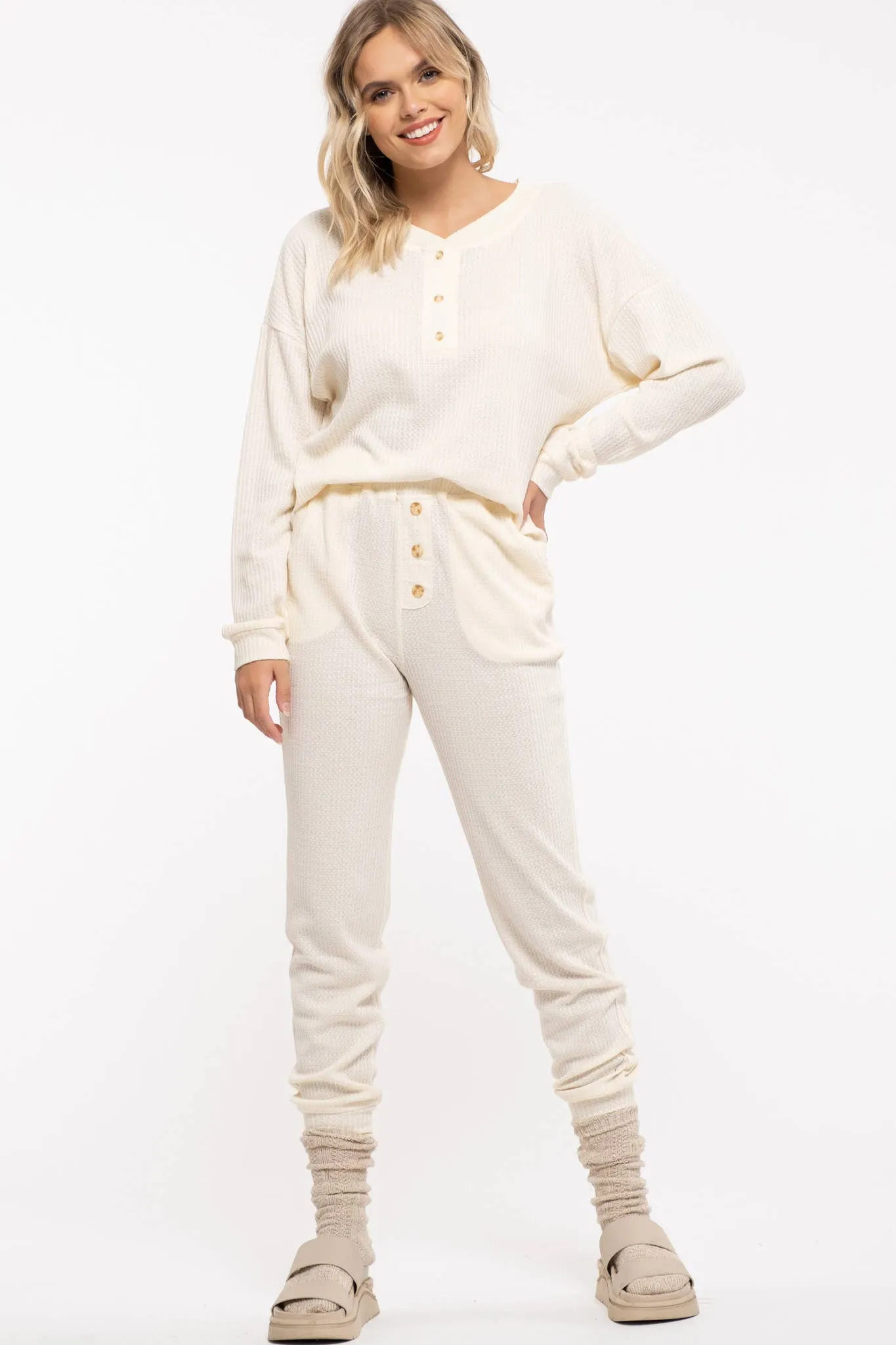 SOLID WAFFLE KNIT COMBO SET