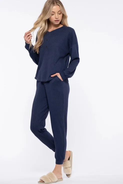 SOLID WAFFLE KNIT COMBO SET