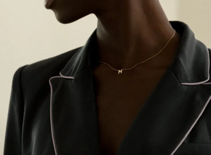 Solid Yellow Gold Initial Necklace