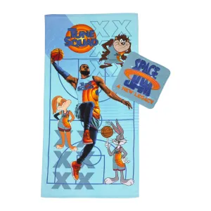 Space Jam Kids Cotton Bath Towel and Washcloth, 2-Piece Set, Blue