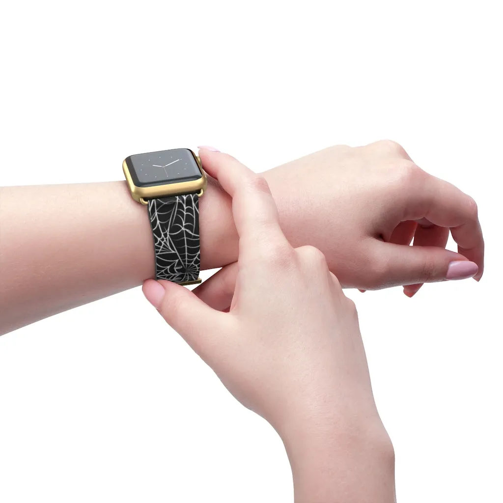 Spider Web / Faux Leather Watch Band / Suitable for Apple Watch Series 1, 2, 3, 4, 5, 6, 7 and SE devices