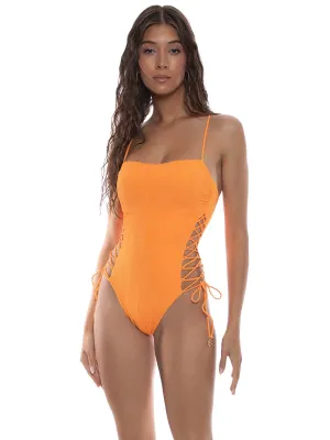 Square Neck Laced Up One Piece