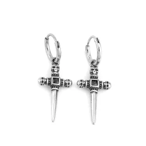 Stainless Steel Skull Cross Unisex Drop Earrings