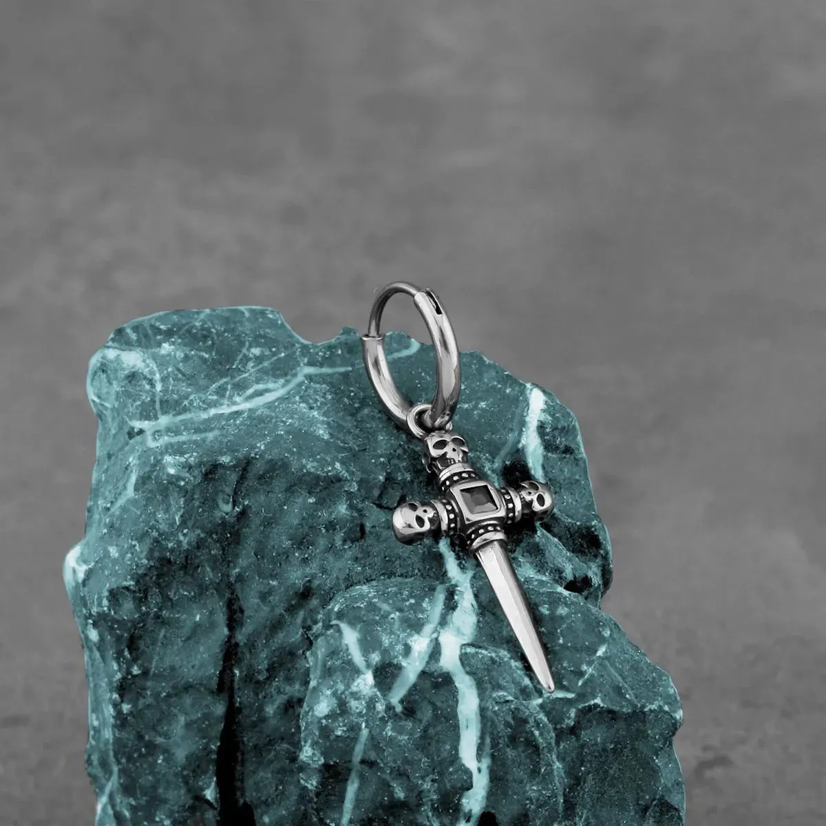 Stainless Steel Skull Cross Unisex Drop Earrings