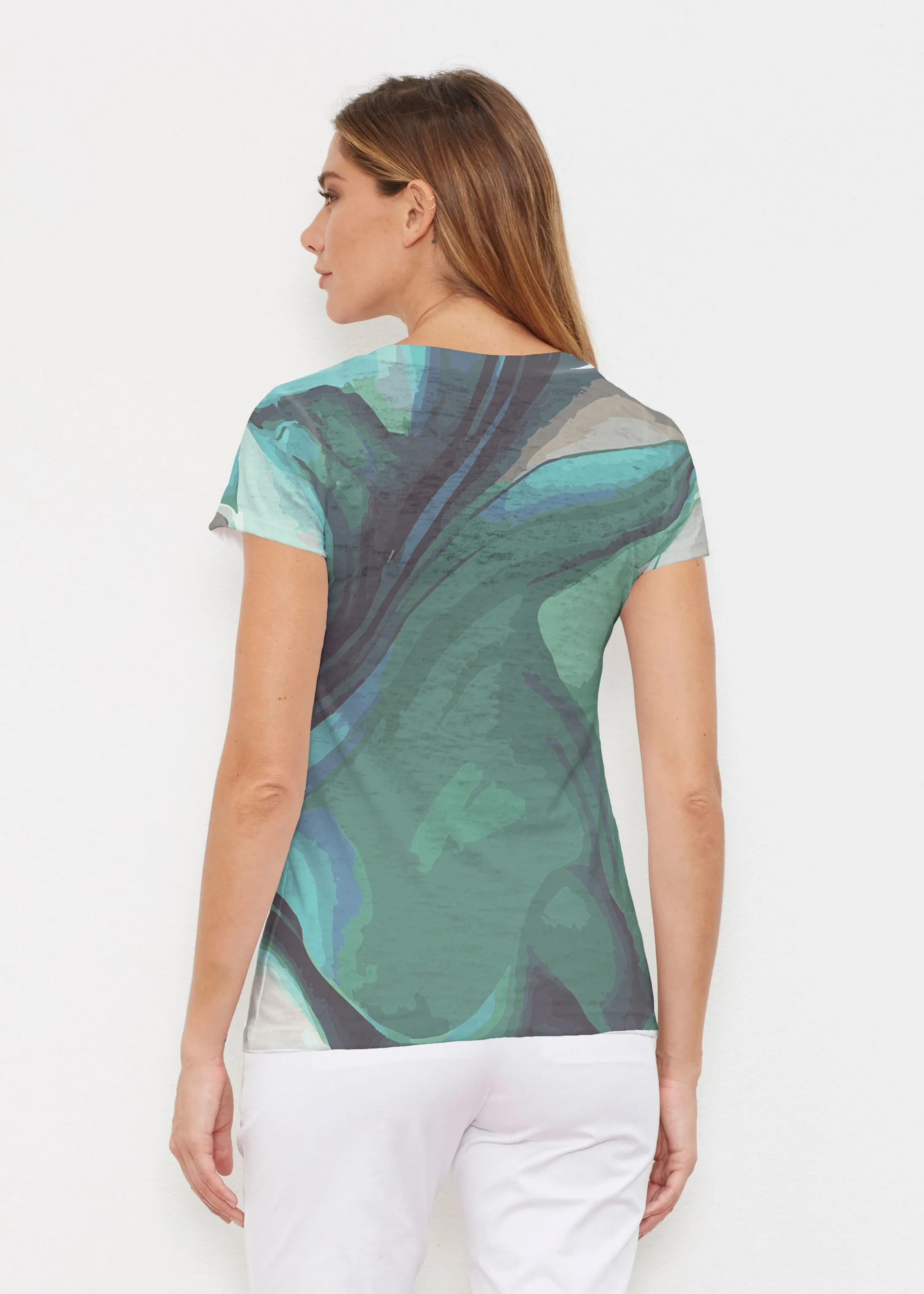 Stella (14313) ~ Signature Cap Sleeve V-Neck Shirt
