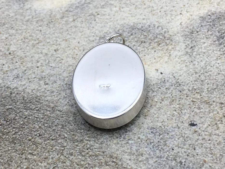 Sterling silver 30mmx 22mm Oval Pendant with Shell, Shells, sea horse, Sea glass,  sea plants, Naples, Florida shore, tide pool,  alcohol ink art,  beach comber