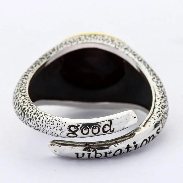 Sterling Silver Brass Skull and Rose Ring