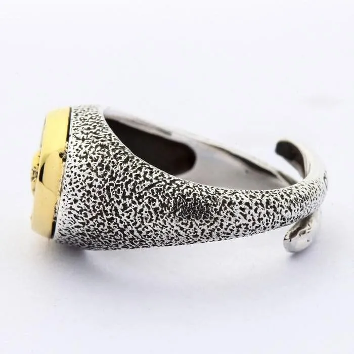 Sterling Silver Brass Skull and Rose Ring