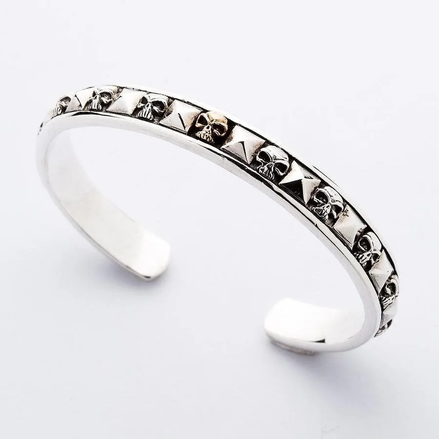 Sterling Silver Skull Biker Cuff Skull Jewelry