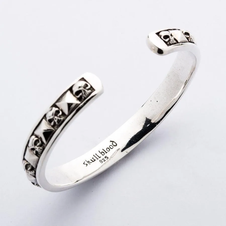 Sterling Silver Skull Biker Cuff Skull Jewelry