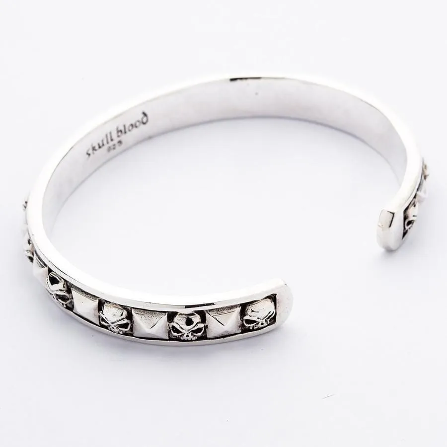 Sterling Silver Skull Biker Cuff Skull Jewelry