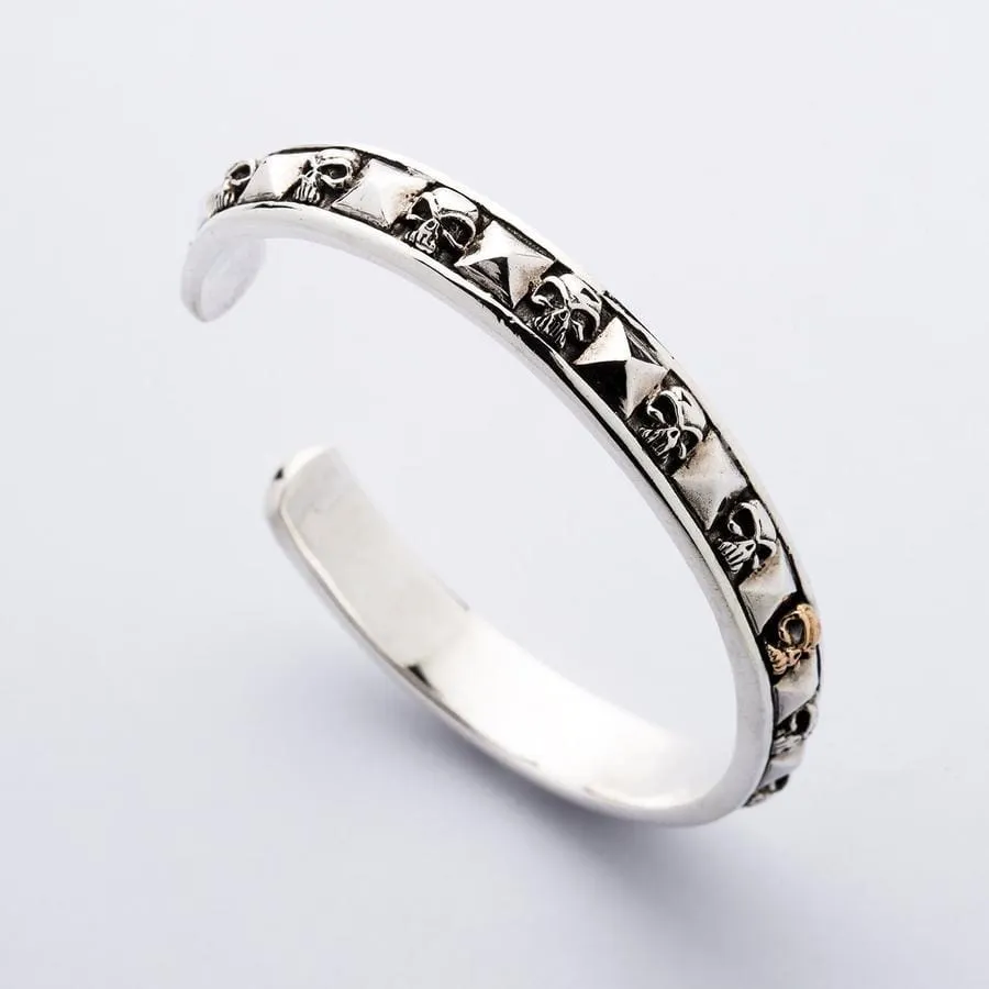 Sterling Silver Skull Biker Cuff Skull Jewelry