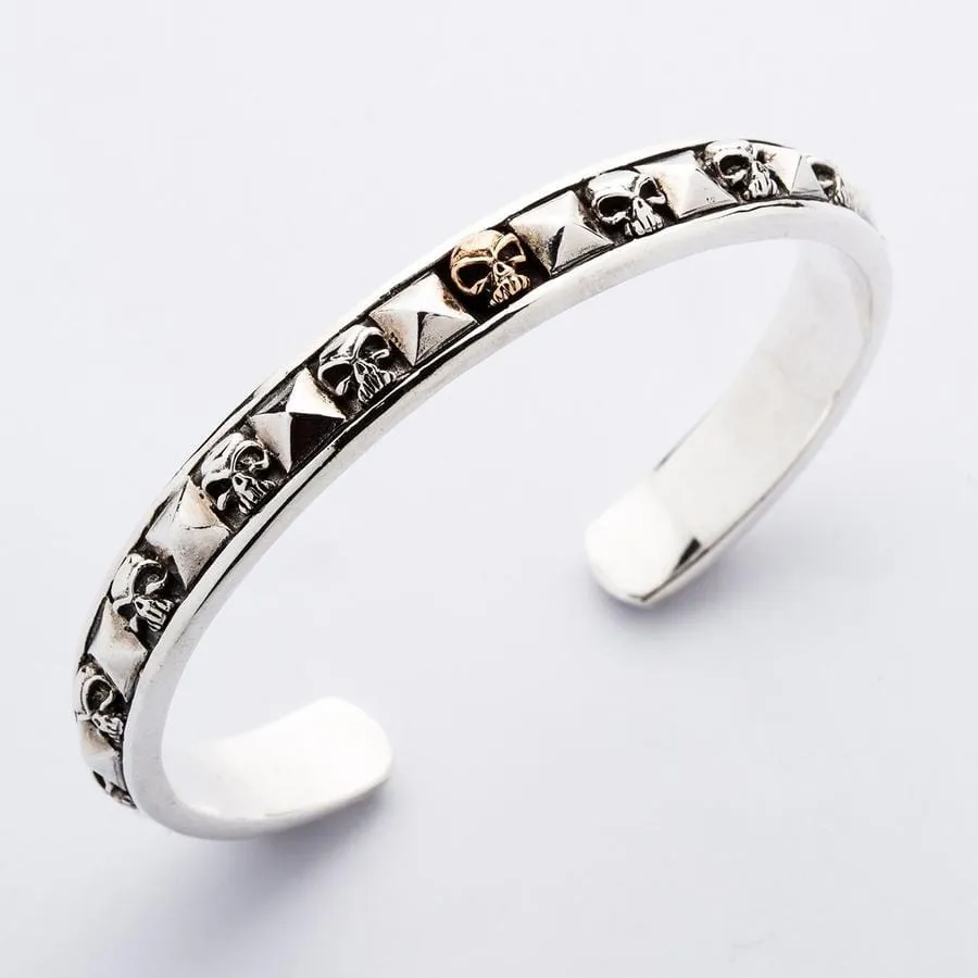 Sterling Silver Skull Biker Cuff Skull Jewelry