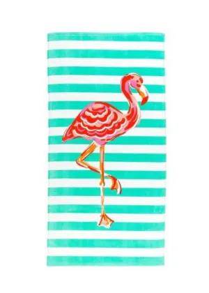 Stripe Flamingo Beach Towel